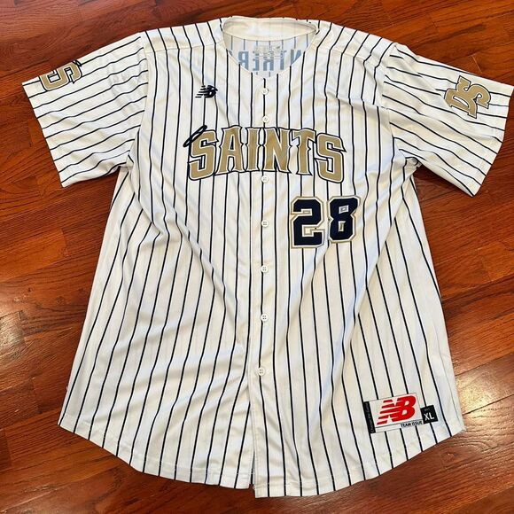 New-balance New Orleans Saints Contreras Men's Striped Button Jersey - Picture 1 of 6